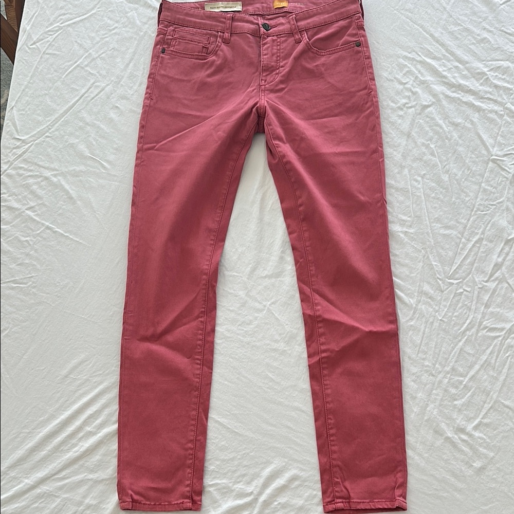 Anthropologie Red Ankle Cropped Pants